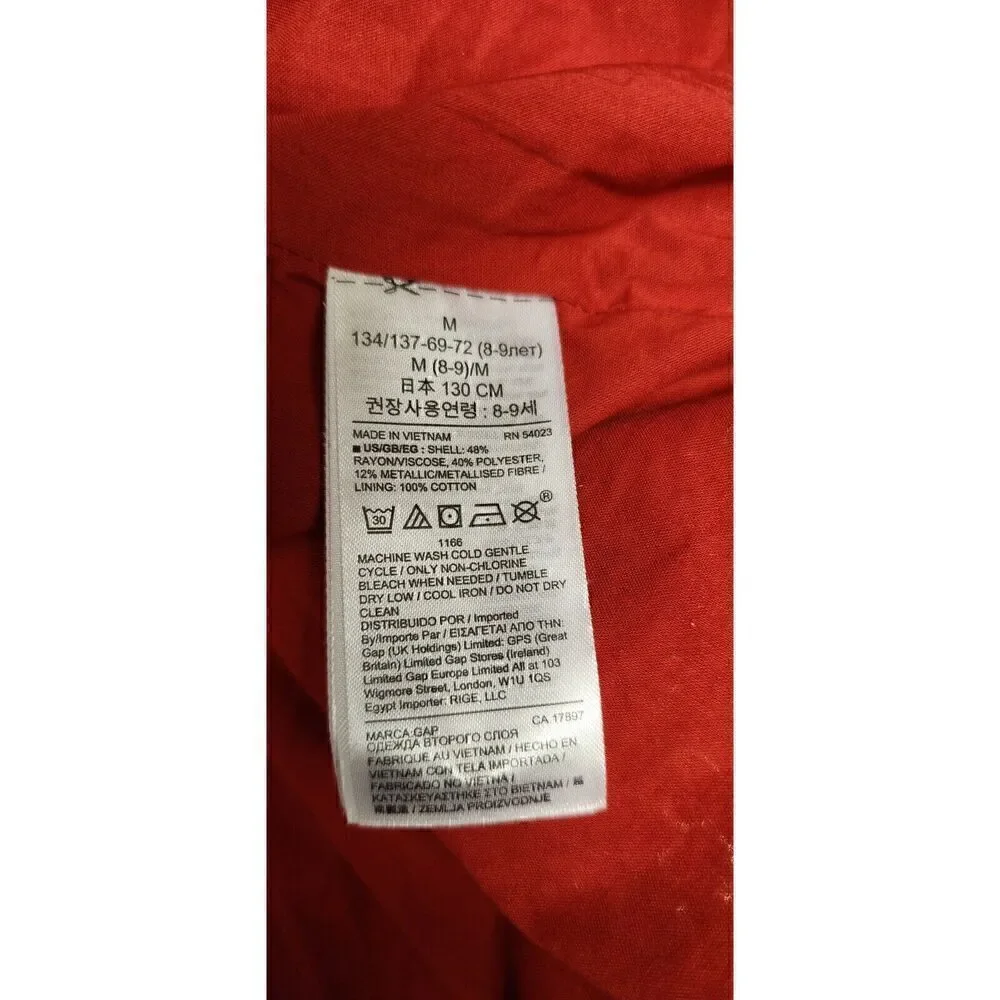 Gap Kids Red Metallic Pleated Jacquard Dot Party Dress/Old Navy Floral Dress M-8